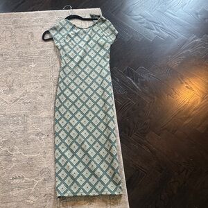 Zara Midi Green Patterned Dress Small